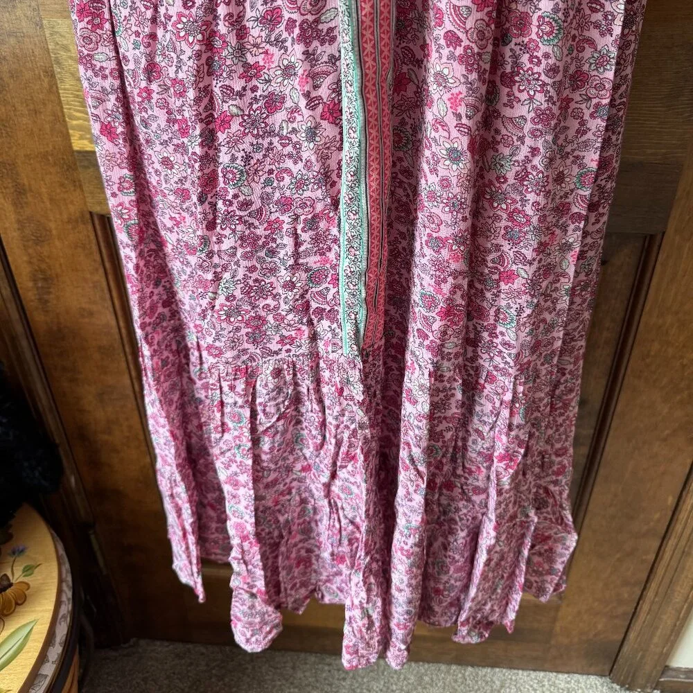 NWT J. Jill Pink w/Scattered Multicolor Flowers Sleeveless V-Neck Maxi Dress XL - Picture 4 of 12